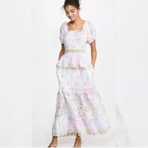 LoveShackFancy pastel tie dye Kennedy embroidered maxi dress